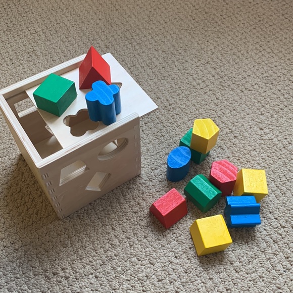 Melissa & Doug Shape Sorting Cube - Classic Wooden Toy With 12 Shapes - Picture 5 of 7